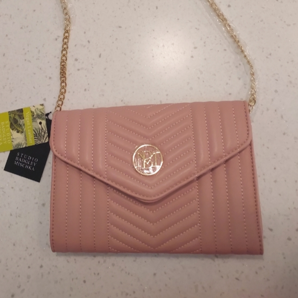 Badgley Mischka Blush Quilted Crossbody